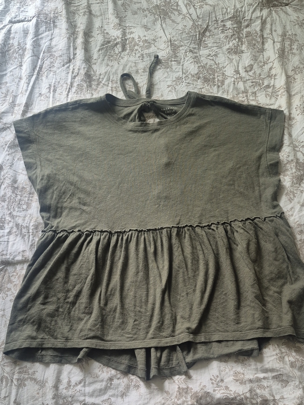 American Eagle Outfitters Olive Green Peplum Top - Medium